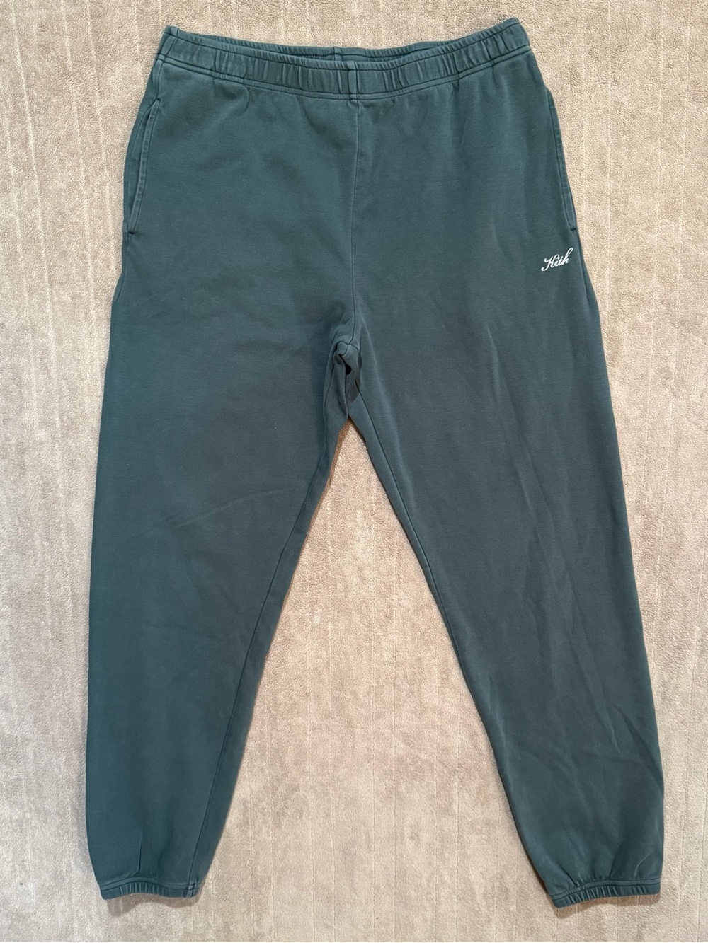 Kith NYC Green White Script Sweatpants Classic Cotton Men’s Large L